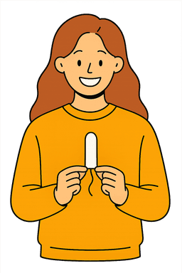 Fille qui tient un tampon