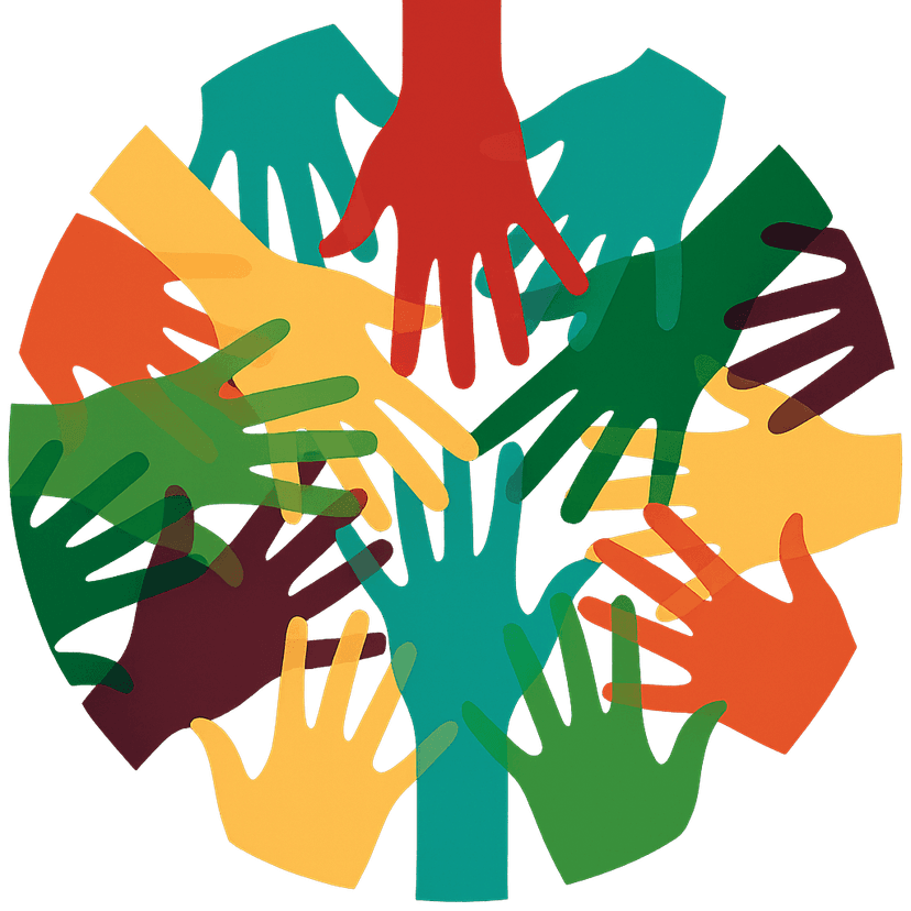Logo avec pleins de mains de couleurs